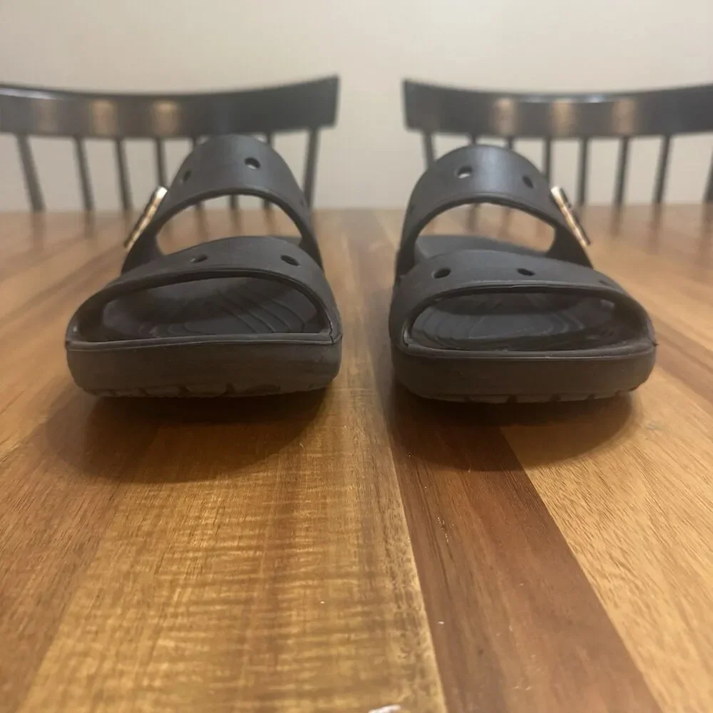 Crocs Adult Unisex Classic Two-Strap Slide Sandals - Black Men’s 10